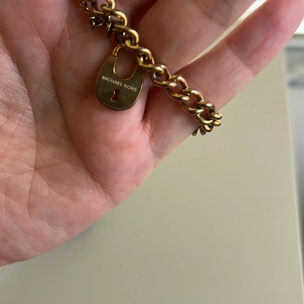 Michael Kors Gold Bracelet with Crystal Lock Charm - Picture 4 of 4